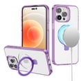 thumbnail image 2 of For Apple iPhone 11 /6.1" Transparent HQ Magnetic Ring Circle Stand with MagSafe Compatible Hybrid Dotted Edged Cover ,Xpm Phone Case [ Purple ], 2 of 5