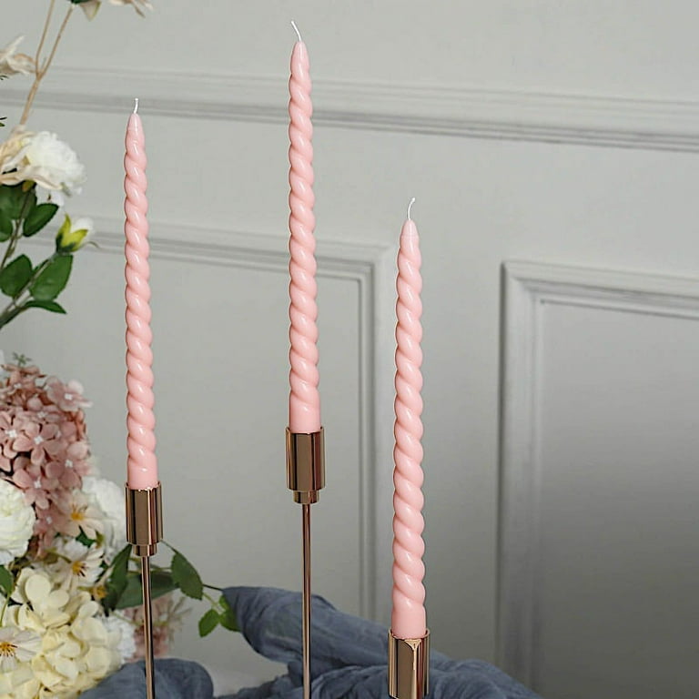 BLUSH 12 Spiral 11 Long Unscented Premium Wax Taper CANDLES Party  Decorations