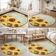 thumbnail image 4 of Round Rugs 5Ft, Yellow Sunflower Blossom Round Area Rug Washable Indoor Throw Carpet, Summer Floral Vintage Boho Green Soft Non Slip Circle Rug for Cabinet Bathroom Home Decor Aesthetic, 4 of 8