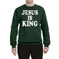 thumbnail image 2 of Jesus Is King Bible Scripture | Mens Christian Crewneck Graphic Sweatshirt, Forest Green, Small, 2 of 3