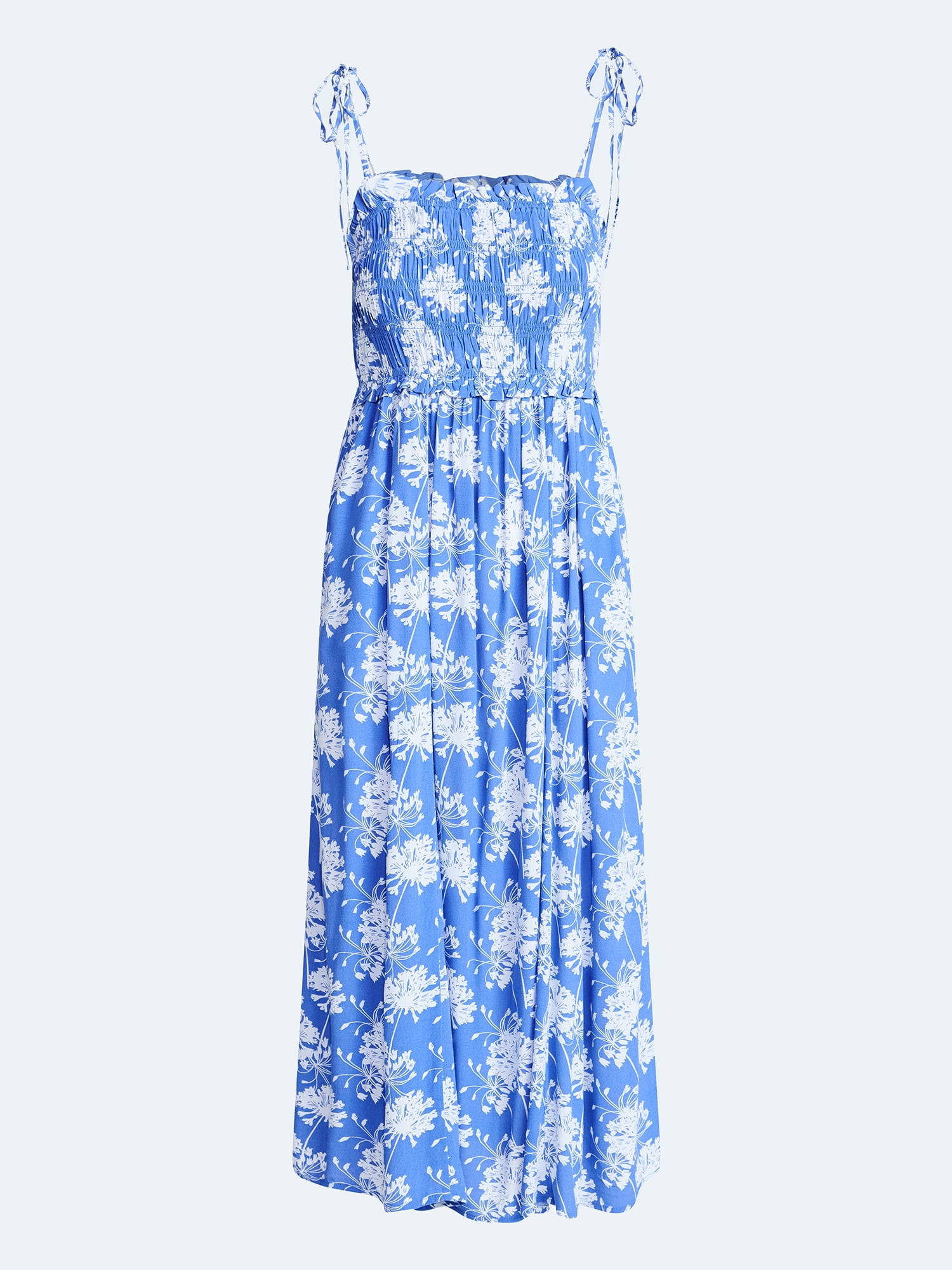 Free Assembly Women's Smocked Peplum Maxi Dress, Sizes XS-XXL