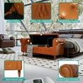 thumbnail image 5 of Storage Ottoman Bench, 63" Faux Leather End of Bed Bench with Button Tufted, Upholstered Stool with Rolled Arms, Entryway Shoe Cabinet Sitting, King Size, PU Brown, 5 of 16