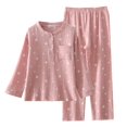 thumbnail image 4 of Uccdo 2Pcs Little Girls Boys Cotton Long Sleeve Pajamas Set Kids Button Down Printed Sleepwear Nightwear Loose Fit 3-10 Years, 4 of 8