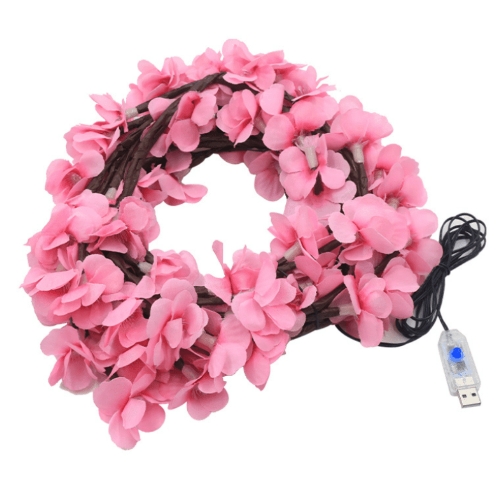 Cherry LED Tree Branch Lights for Wall, Cherry Blossom Willow Vine Twig Decor Garland, USB-Powered with 8 Lighting Modes,Christmas Decorations Indoor for Home Wall Door Window 1.2M 48LED