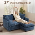 thumbnail image 6 of Dioepic 50" Loveseat Sofa Couch Deep Seat Chenille Fabric with Removable Ottoman 2 Pillows for Living Room and Small Spaces, Blue, 6 of 10