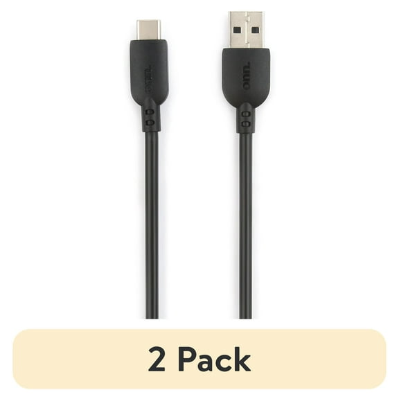 (2 pack) onn 10ft USB-C to USB-A Charging Cable, USB-IF Certified, Black - Compatible with iPhone 17/16/15 Series, Samsung Galaxy, Note, Pixel Devices, iPad Pro, & More