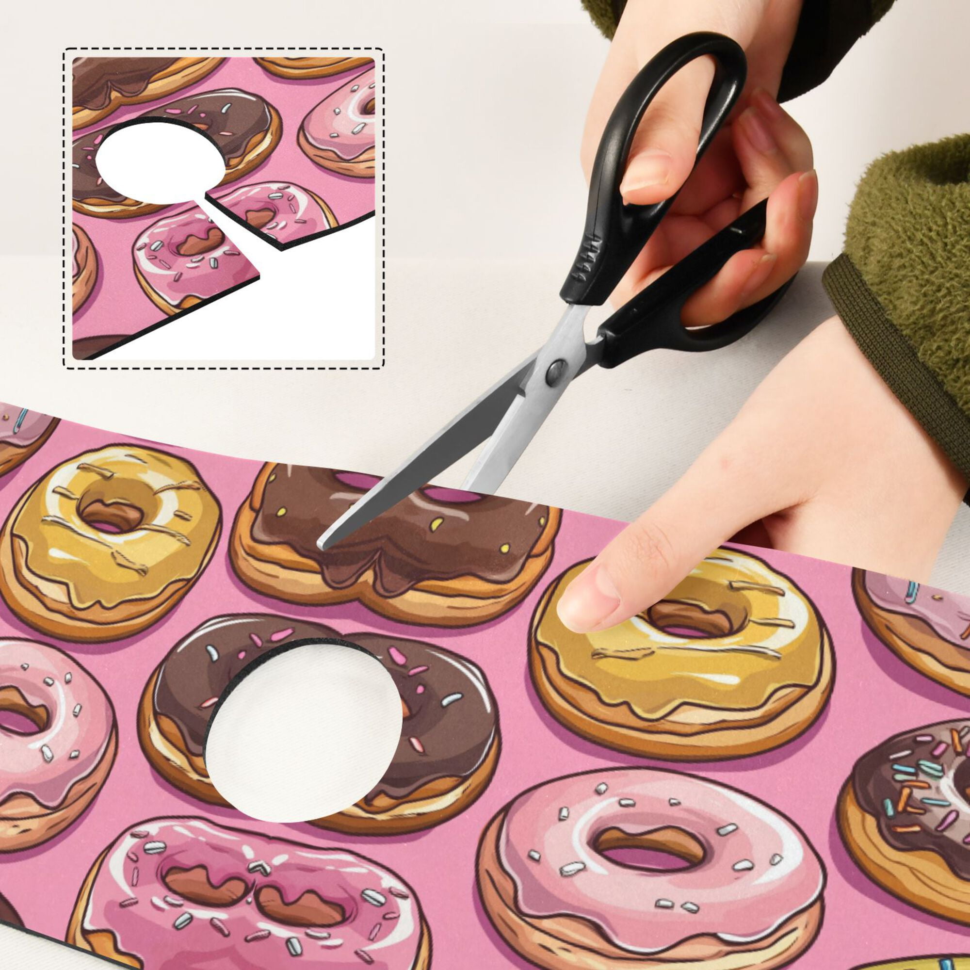 Yayeee Faucet Mat for Kitchen Sink 30" Diatomite Long Splash Guard Pad, Cute Doughnuts Pattern, 2 Pack