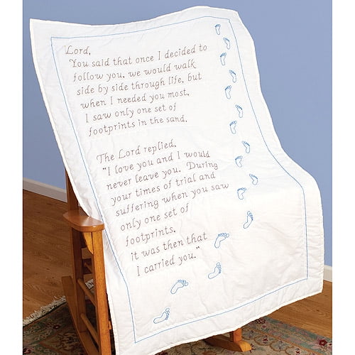 Jack Dempsey Footprints Stamped White Lap Quilt Top, 38' x 58'