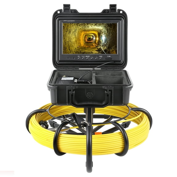 Garvee Sewer Camera 165FT with Self Leveling, IP68 Waterproof Pipeline Inspection Camera with 9" LCD Monitor & DVR Function