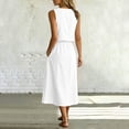 thumbnail image 6 of Gpaecead Women's Two Piece Set Sleeveless Crop Top & High Waist A Line Maxi Skirt Cotton Linen Casual Summer Vacation Outfit With Pockets White, 6 of 8