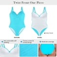 thumbnail image 4 of RELLECIGA Women's Plus Size Twist Front One Piece Swimsuit for Lady Ruched Tummy Control One Piece Bathing Suits for Women Sky Blue Size 3XL, 4 of 12