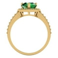 thumbnail image 4 of 2.36 ctw with Simulated Diamond Halo Accents Anniversary Ring for Women | Pear Cut Simulated Emerald | Hyperallergenic Solid 18K Yellow Gold, 4 of 5