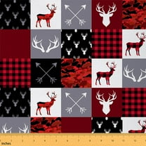 Castle Fairy Teenagers Safari Deer Fabric by the Yard 1 Yard,Geometric Grid Home Decor Fabric by the Yard,Abstract Camo Room Decor Fabric by the Yard,Luxury Bedroom Decor