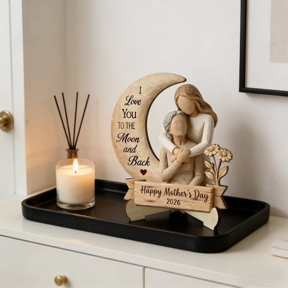 Wooden Mothers Day Mom Desk Decor, Beautiful Mom Birthday Gifts for Mother, Home Ornament For Birthday Thanksgiving Holiday
