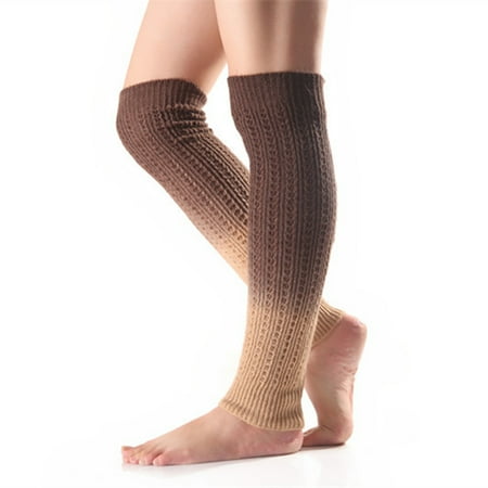 

UDIYO 1 Pair Women Leg Warmers Knitted Gradient Color Autumn Winter Windproof Cold Resist Boot Cuffs for Yoga