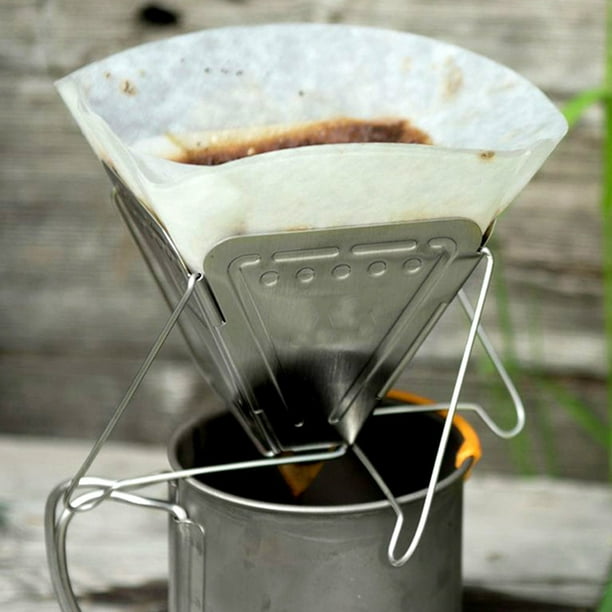 Filtre à café portable pliable en acier inoxydable, entonnoir à