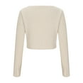 thumbnail image 6 of Blmnix Graphic TShirts Crop V-Neck White Ladies Tops and Blouses Long Sleeve Textured Tops, 6 of 6