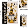 thumbnail image 2 of Happy New Year Gnome Decorative House Flag, Celebration Champagne Fireworks Stars Garden Yard Outside Decorations, 2025 Black Gold Outdoor Large Burlap Home Decor Double Sided 28 x 40, 2 of 6