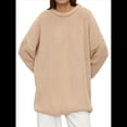thumbnail image 3 of Suéter de Cuello Redondo para Mujer, Larga, Farol, Tejido , Holgado e Informal Albaricoque L, 3 of 9