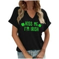 thumbnail image 3 of HongQid Womens St Patricks Day Shirt V Neck Irish Lucky Paddy's Day Graphic Short Sleeve Tee Tops, 3 of 4