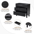 thumbnail image 3 of Modern 3 Drawer Wood Dresser with 3D Wave Drawer Fronts, Contemporary Storage Chest with Groove Handle and Solid Pine Leg for Living Room, Bedroom, Entryway (Black), 3 of 9