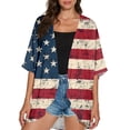 thumbnail image 4 of JULMCOMO 4th of July Lightweight Cardigans for Women Stars Stripes Half Sleeve Independence Day Kimono Cover Ups Summer Tops Red 2XL, 4 of 6