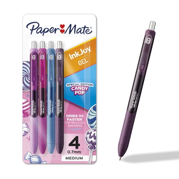 Bolígrafos de gel Paper Mate InkJoy Candy Pop 0,7 mm, paquete de 4