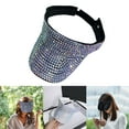 thumbnail image 6 of Crystal Sequin Bling Rhinestone Visor Sun Hat Adjustable Golf Black colorful, 6 of 8