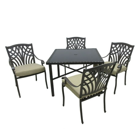 Outdoor Innovation Carmen Aluminum 5 Piece Glass Top Patio Dining