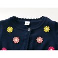 thumbnail image 5 of HWJAD Long Sleeve 3D Flower Bolero Shrug for 1-14Y Girls Toddler Kids One Button Closure Cardigan Knit Sweater Cropped Cover Up Coat, 5 of 8