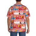 thumbnail image 5 of Naloa Cartoon with Traffic Elements Men's Loose Fit Cuban Collar Short-Sleeve Shirt with Button-down and Chest Pocket for Everyday Wear Outings - Small, 5 of 7