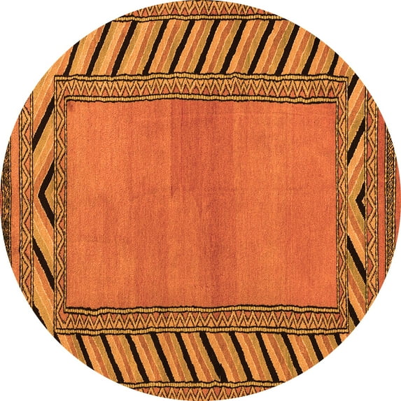 Ahgly Company Indoor Round Southwestern Orange Country Area Rugs, 3' Round