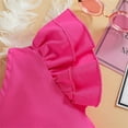 thumbnail image 6 of AJTQTH 2PC Set for Girls Adjustable Strap One-Shoulder Flutter Sleeve Crop Tops Tees and Button Closure Wide-Leg Rolled-Up Shorts Summer Cotton Comfy Cute Clothes Hot Pink 3 Years, 6 of 9