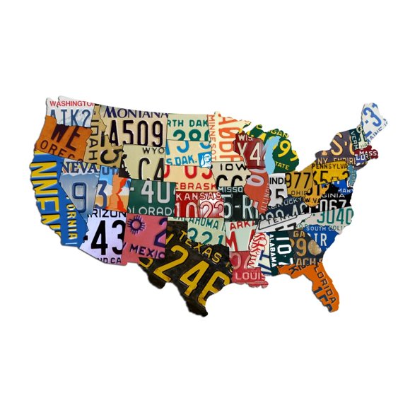 Panneau Métallique USA Dibond Aluminium Plaque d'Immatriculation Carte (14 Pouces x 8 Pouces) Panneau Métallique Décoration Maison Art Mural Garage Art Rustique Cadeau d'Anniversaire Panneau Patriotique Cadeau de Vacances