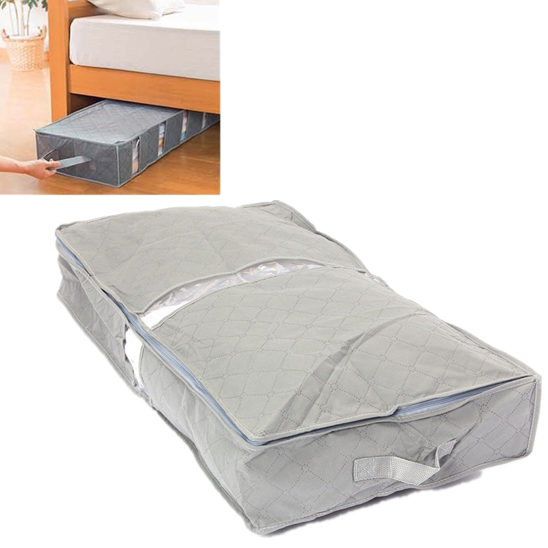 Portable Gray Underbed Under The Bed Storage Bag Simplify Box