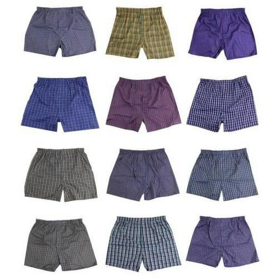BRAND NEW MEN'S KING PACK OF 12 ASSORTED PLAID BOXER UNDERWEAR MULTI-COLORS M301 (PACK OF 12 2XL)
