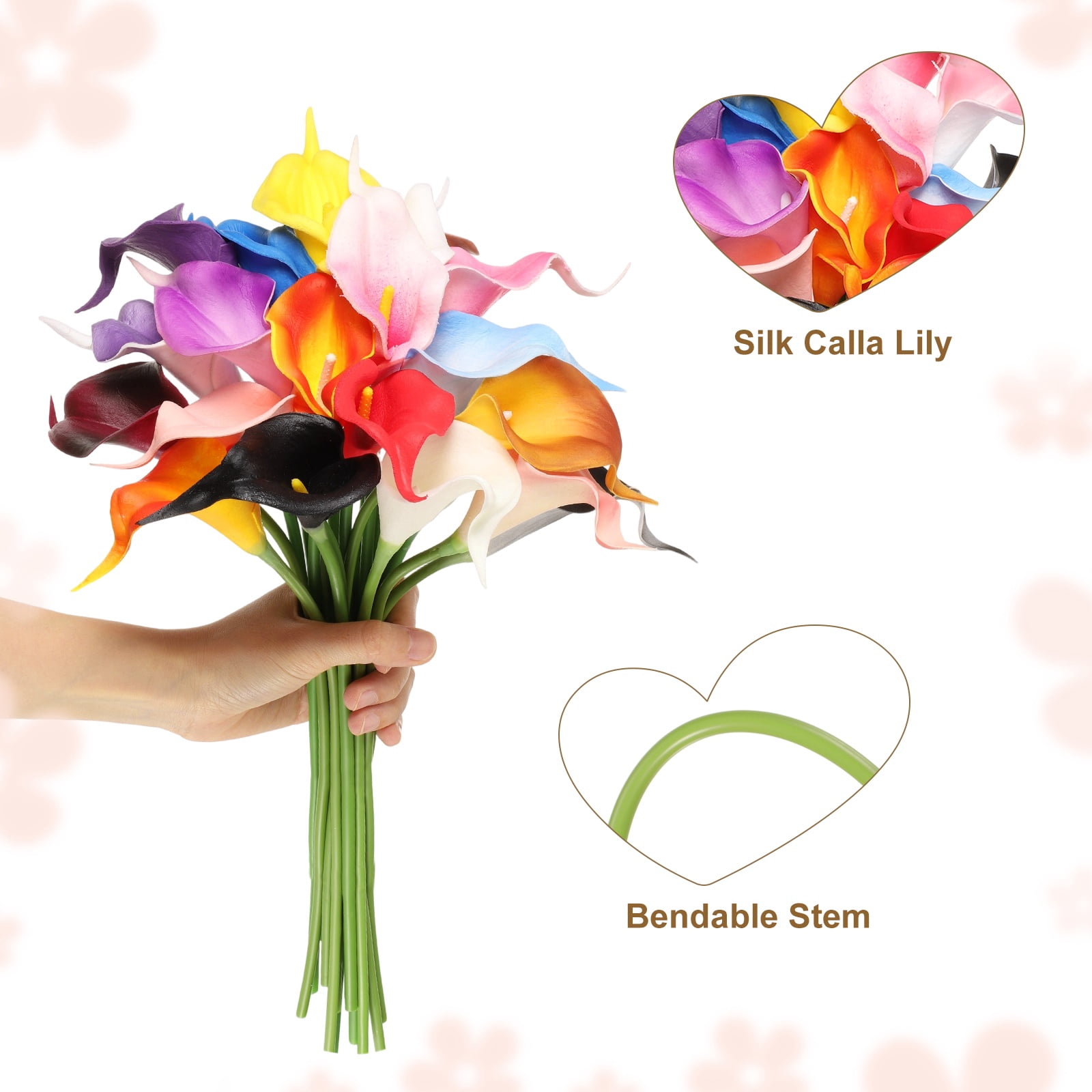 20pcs Artificial Calla Lily Fake Silk Flowers Bouquet Real Touch for Home Garden Wedding Party Decoration, Dark Purple