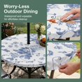 thumbnail image 5 of Round Outdoor Tablecloth with Umbrella Hole and Zipper, Rustic Flowers Tablecloth with Elastic Waterproof, Blue Pastoral Botanical Vintage Floral Leaves Patio Table Covers for 31" - 35" Pool Tables, 5 of 9