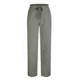 thumbnail image 4 of FRSASU Mens Fashion Solid Color Casual Elastic Waist Drawstring Baggy Pants Loose Fit Wide Leg Straight Sweatpants Army Green, 4 of 6