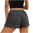 thumbnail image 6 of KIHOUT Fleece Shorts for Women Women's Fashion Solid Color Drawstring Waist Shorts Keep Warm Home Shorts, Size S-2XL, 6 of 7