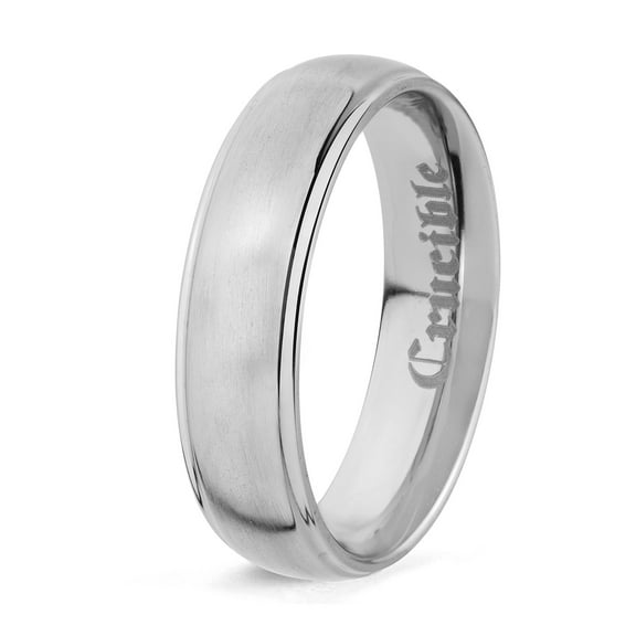 West Coast Jewelry Men's Brushed and Polished Grooved Titanium Band Ring (6mm)