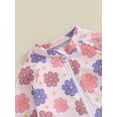 thumbnail image 6 of Suealasg Kids Girls Summer One Piece Swimsuits 1T 2T 3T 4T 5T 6T Little Girls Long Sleeve Ruffle Floral Print Zip-up Swimwear Child Girls Rash Guards Beach Bathing Suit 1-6T, 6 of 9