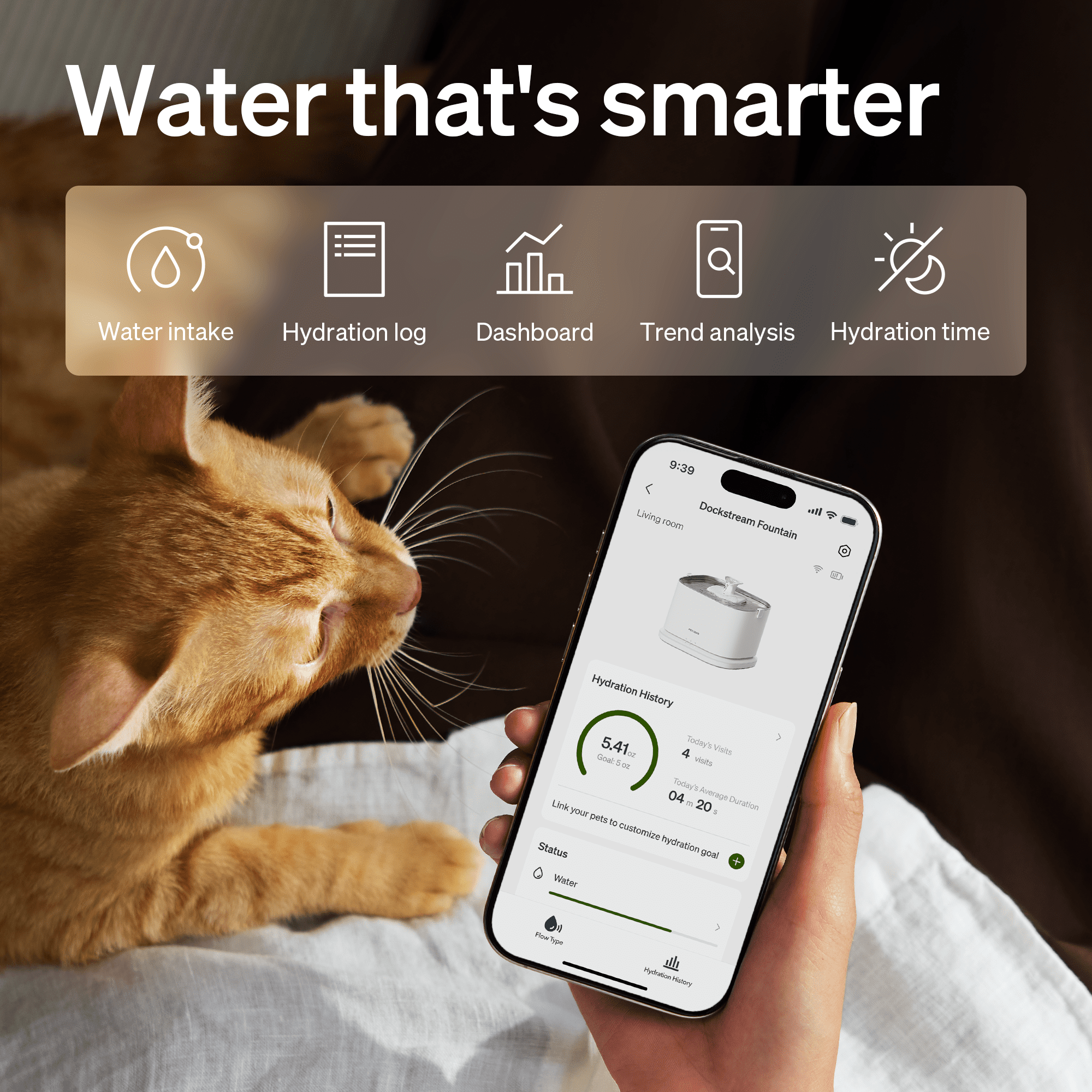 PETLIBRO Upgrade Cat Water Fountain Stainless Steel Tray, Dockstream 2 Cat Fountain Indoor, 3L/101oz Auto Cat Fountains for Drinking, App Monitoring Pet Water Fountain Dog, 5G WiFi