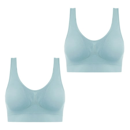 2 Pack Push Up Sports Bra for Women Stretchy Wireless Comfort Sleep Bras Plus Size Workout Yoga Tank Tops