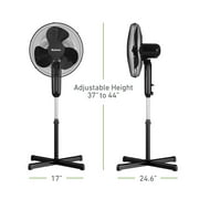 Holmes 16 Digital Stand Fan, 3-Speed, 3 Modes, Oscillating, Timer, Remote, Black