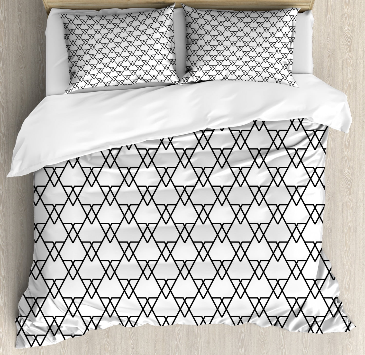 Black and White King Size Duvet Cover Set, Patchwork Inspired Geometric