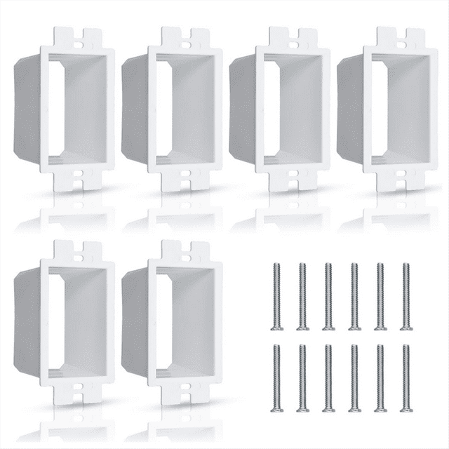 Rallonge de Boîtier de Prise Électrique 6 Pcs, Rallonge de Boîtier Simple en Gang avec 12 Vis Pcs, Rallonge de Prise 1 Unité d'Interrupteur en Gang
