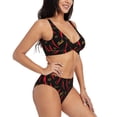 thumbnail image 2 of Wukai Hot Chili Women's Bikini Set Two Piece,wimsuit High Waisted V Neck Twist Front Adjustable Spaghetti Straps Bathing Suit-X-Large, 2 of 7