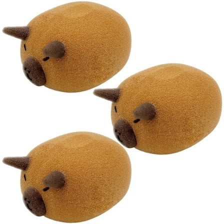 3Pcs/Set Cute Capybara Bath Sponge Ball Cartoon Animal Shape Body Exfoliate Shower Puff Soft Bath Sponge Bathroom Accessories
