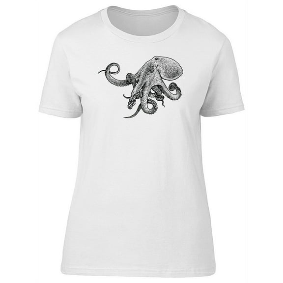 Octopus Drawing Sketch T-Shirt Women -Image by Shutterstock, Female Large